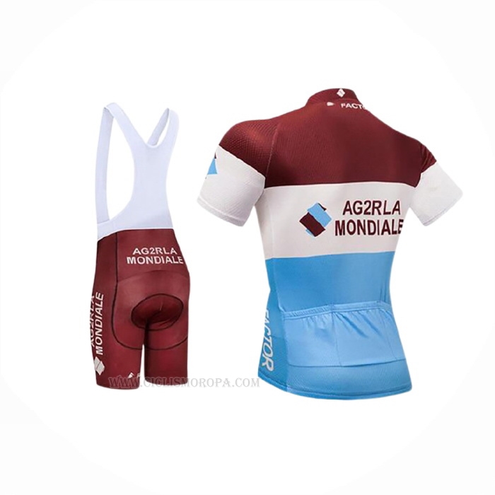 2018 Ropa Ciclismo Ag2r La Mondiale Marron Blanco Mangas Corta y Culotte Corto
